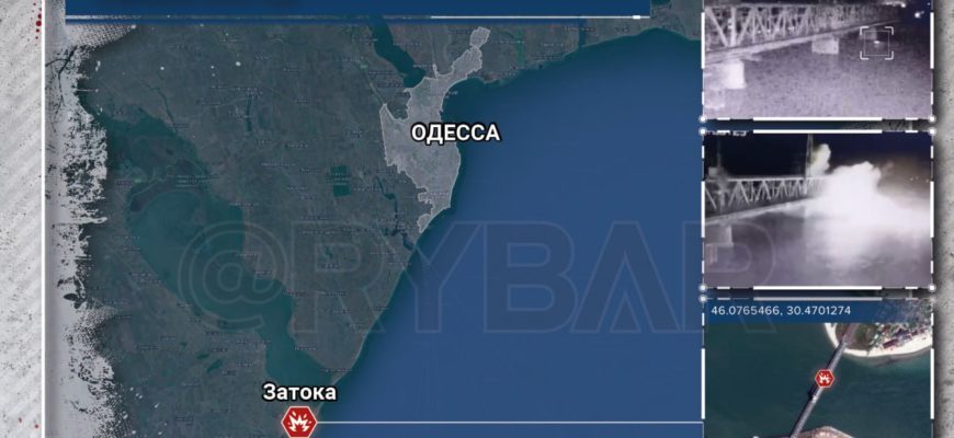 Удар морским БЛА по мосту в Затоке